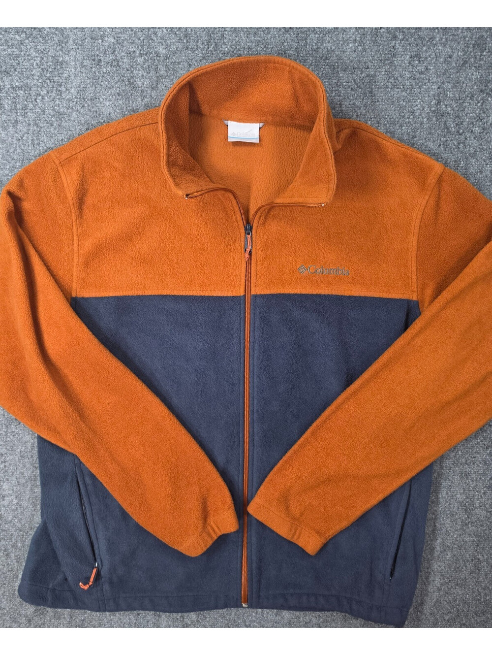 Columbia Fleece Jacket Mens XL Orange Gray Colorblock Full Zip Outdoor